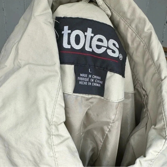 totes ISOTONER Womens Lightweight Casual Trench Coat Khaki Size L - Picture 7 of 7